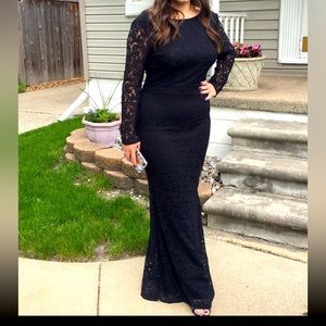 Long sleeve black lace dress